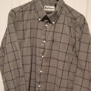 Barbour grey striped shirt
